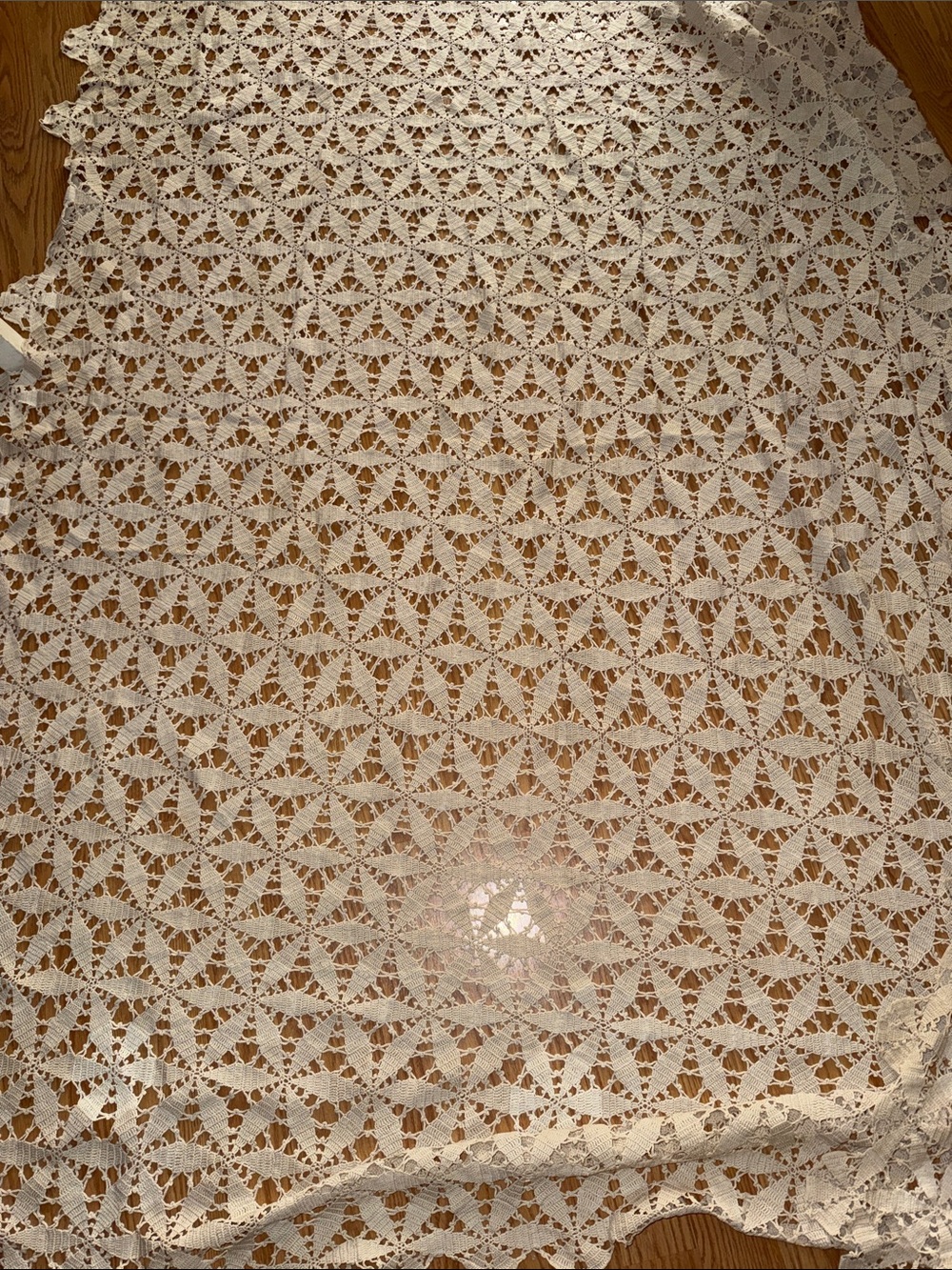 Vintage Crochet Throw Blanket or tablecloth in Cream